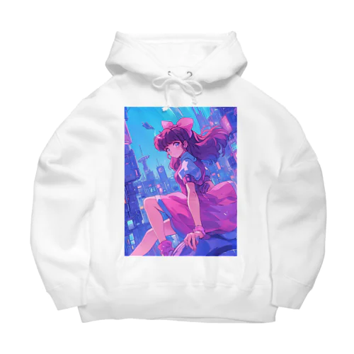 昭和レトロアニメ風近未来ガール Big Hoodie