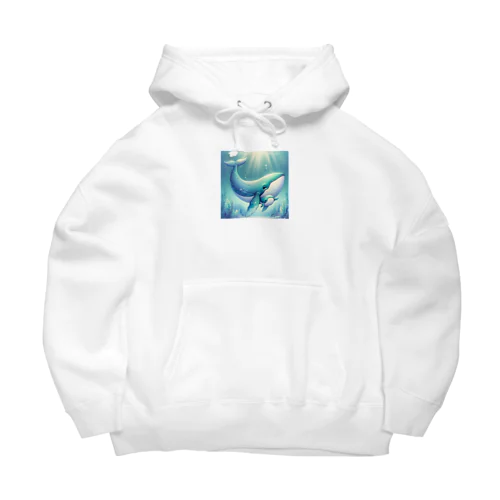 ほのぼのクジラの親子 Big Hoodie