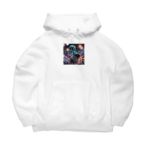 花火を楽しむ骸骨 Big Hoodie