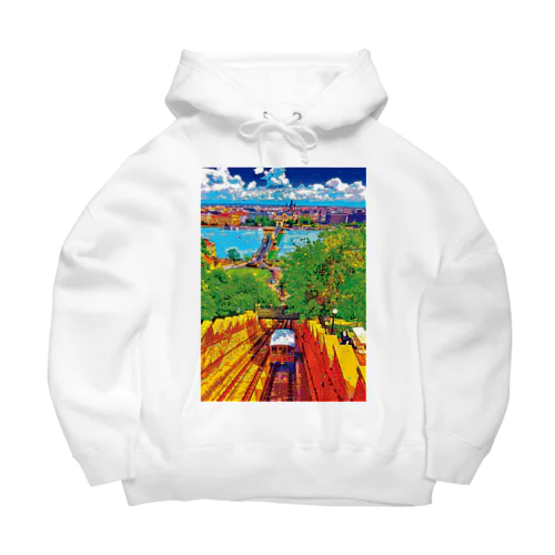 ハンガリー ブダ城ケーブルカーとブダペストの街並み Big Hoodie