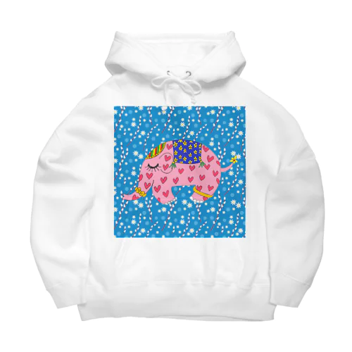 幸福を呼ぶピンクの象 Big Hoodie