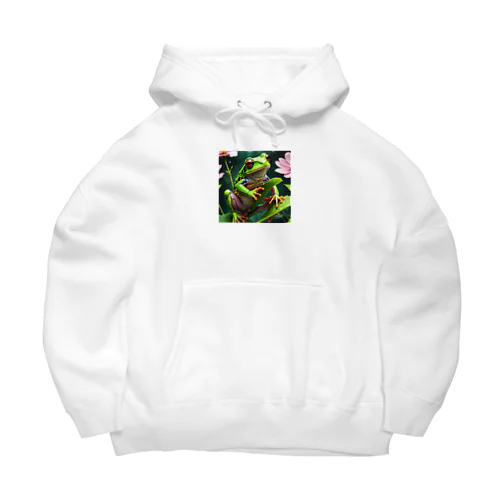 コスモスの葉をよじ登るアマガエル Big Hoodie