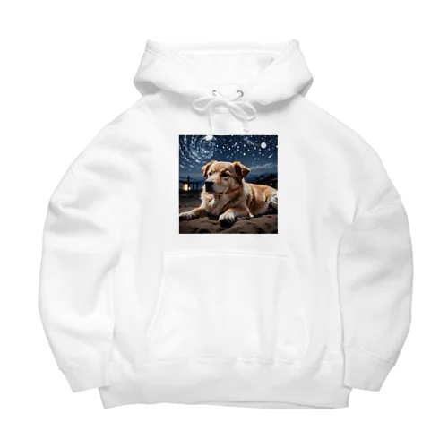 夜の静寂に包まれた写真には、一匹の夜行性の犬が佇んでいます。 Big Hoodie