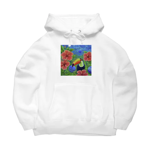 ハイビスカスの花とオニオオハシ Big Hoodie