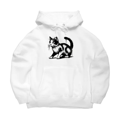 ストリートアート風★はちわれ猫 Big Hoodie