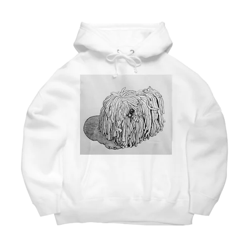 かしこいプーリー犬が振り向いた。puli illustration  Big Hoodie