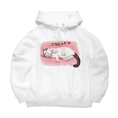 猫パステル画〈ごろにゃん💗〉 Big Hoodie