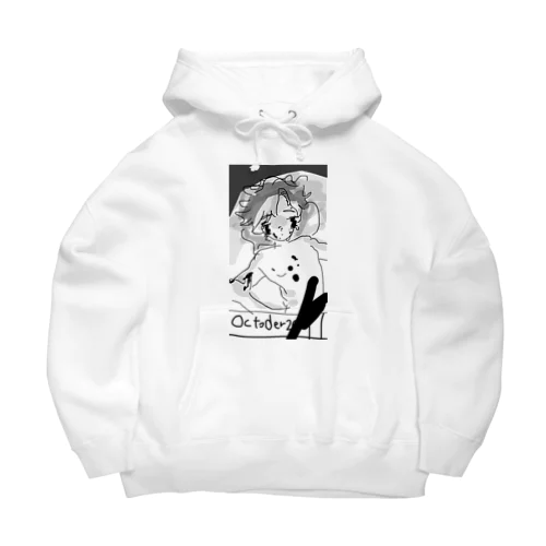 白黒絵　かわいい　イラスト Big Hoodie