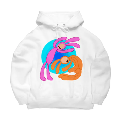 戯れるウサギ Big Hoodie