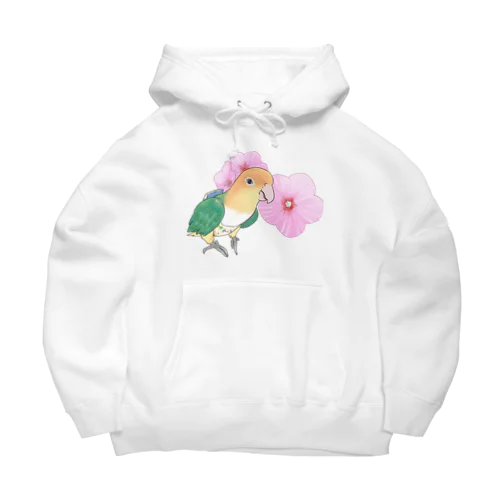 お花とシロハラインコちゃん【まめるりはことり】 Big Hoodie