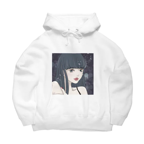 黒髪ロングの女の子と桜 Big Hoodie