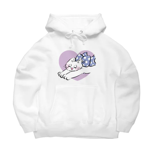 ハートねこ（パープル） Big Hoodie