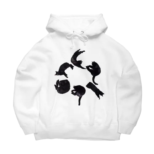 猫文字カーボン Big Hoodie