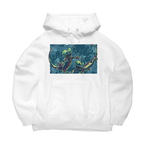 カサブランカとクレステッドゲッコー(グリーン) Big Hoodie