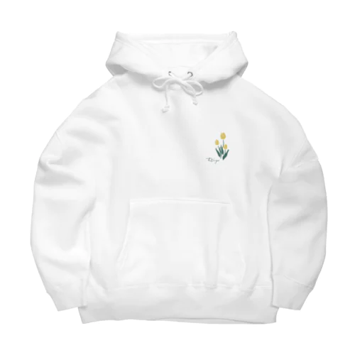 白地　tulip Big Hoodie