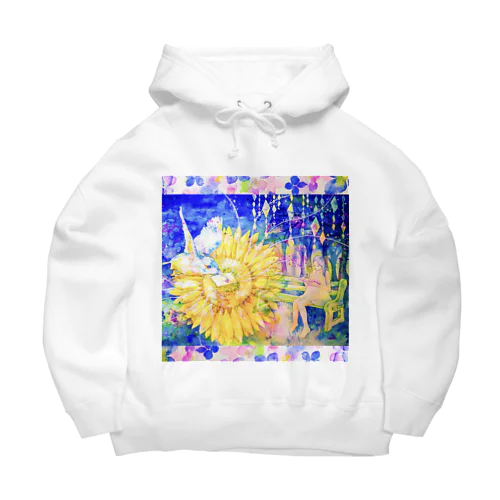 向日葵と翡翠・紫陽花の花びら（正方形） Big Hoodie