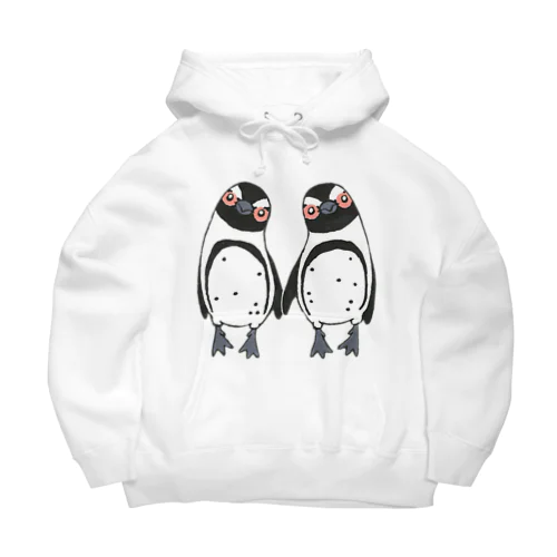 手繋ぎケープペンギンのカップル🐧❤️🐧 Big Hoodie