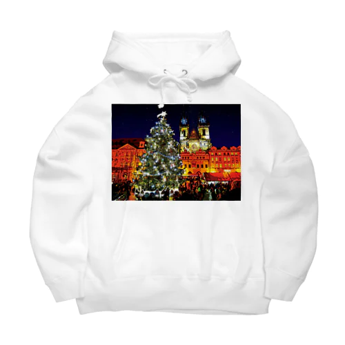 プラハ 夜のクリスマスツリーとティーン教会 Big Hoodie