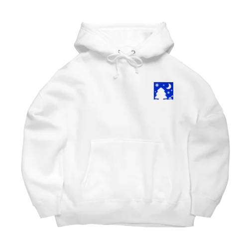 大きな木と月が浮かぶかわいい雪景色 Big Hoodie