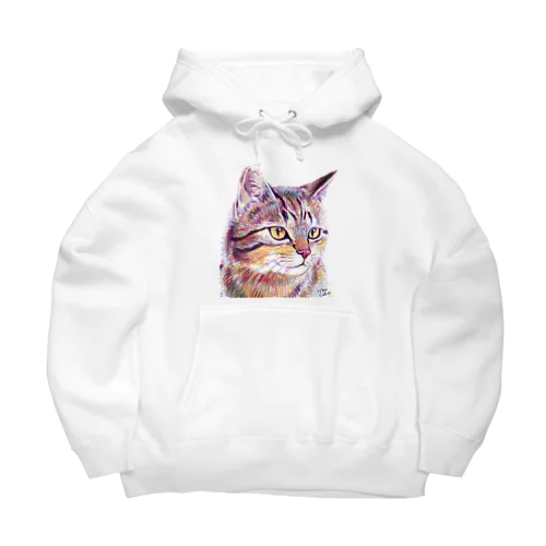 ３色の色鉛筆で描いた猫 Big Hoodie