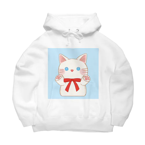 しろねこぬいぐるみ(あお) Big Hoodie