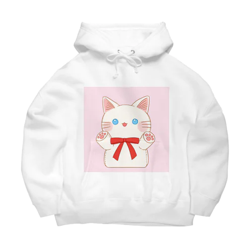 しろねこぬいぐるみ(ピンク) Big Hoodie