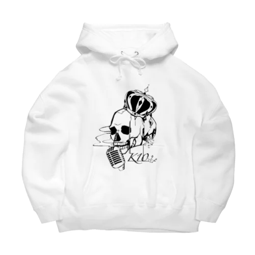 K10オリジナルロゴパーカー白、グレー Big Hoodie