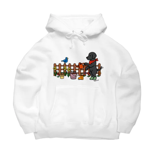 ブラックラブラドールがガーデニング Big Hoodie