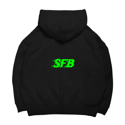 "SFB" green logo Parker BLACK ビッグシルエットパーカー