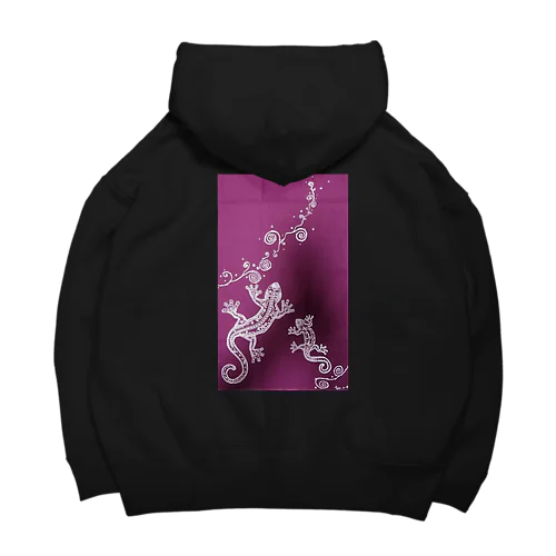 手描き とかげの親子 和柄 Big Hoodie