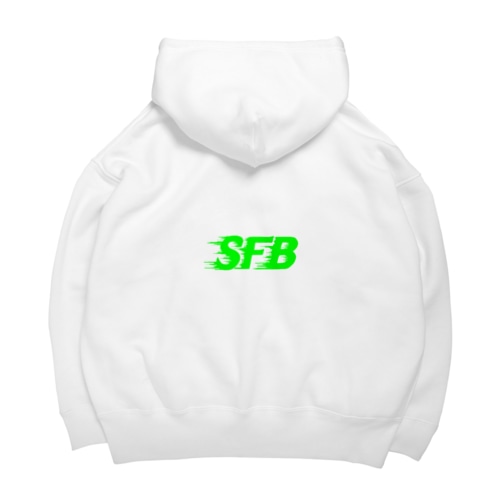 "SFB" green logo Parker WHITE Big Hoodie