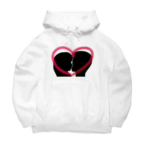 Silhouette of kiss with heart♥① Big Hoodie