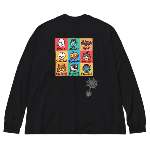 【バックプリント】ゆるハロウィン (蜘蛛付き) Big Long Sleeve T-Shirt