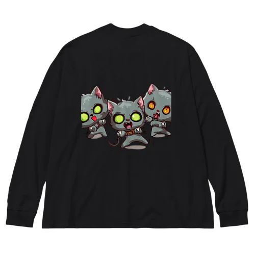 ハロウィン猫ゾンビ ビッグシルエットロングスリーブTシャツ