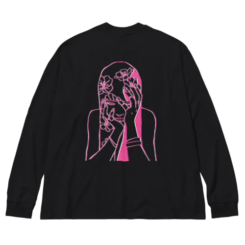 ピンク女の子ちゃん 루즈핏 롱 슬리브 티셔츠
