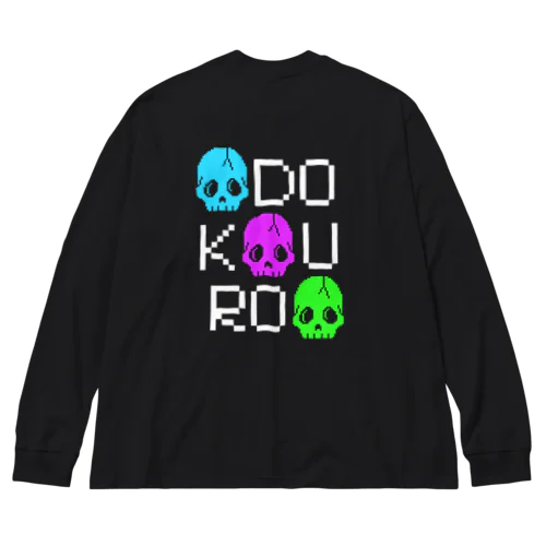 【バックプリント】３色のドットドクロさん Big Long Sleeve T-Shirt