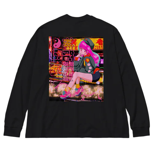 架空の90年代アニメ_背後 Big Long Sleeve T-Shirt