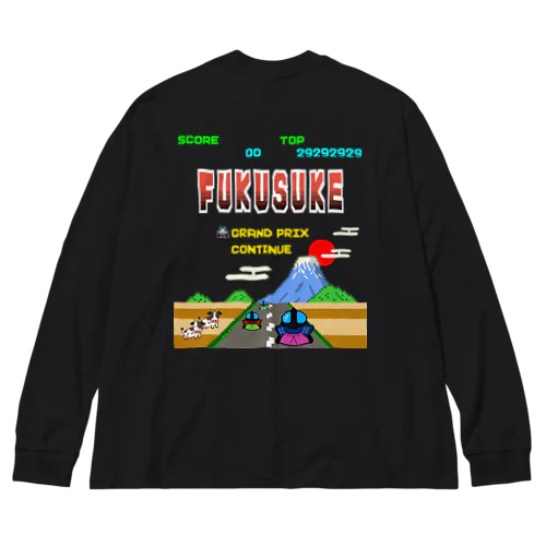 【バックプリント】レトロゲーム風な福助 ビッグシルエットロングスリーブTシャツ