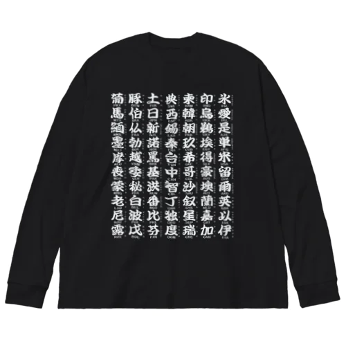 国名略称一覧 白 ビッグシルエットロングスリーブTシャツ