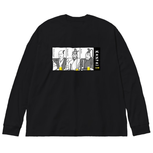 偉人 × BEER（三英傑）黒線画・枠付 Big Long Sleeve T-Shirt