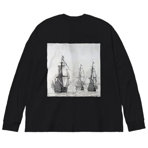 ダンケルクの戦い ウィレム・ファン・デ・ヴェルデ（I） 1659年 ビッグシルエットロングスリーブTシャツ