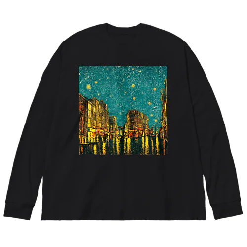 night sky after rain ビッグシルエットロングスリーブTシャツ