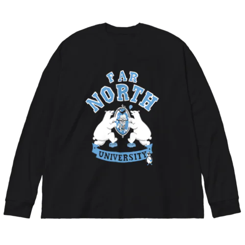 FAR NORTH UNIVERSITY   Blue & White ビッグシルエットロングスリーブTシャツ