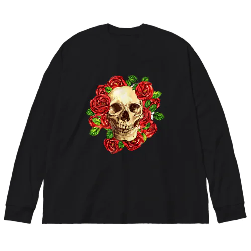 薔薇とスカルデザイン。 Big Long Sleeve T-Shirt