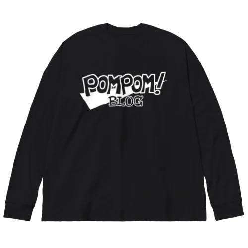 Pom Pom Blog Logo 2nd（white） ビッグシルエットロングスリーブTシャツ