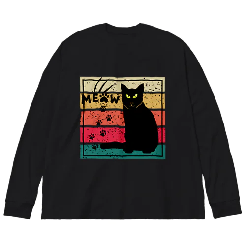 black cat meow paw signature ビッグシルエットロングスリーブTシャツ