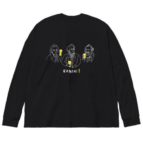 偉人 × BEER（ロマン派の音楽家）白線画 Big Long Sleeve T-Shirt