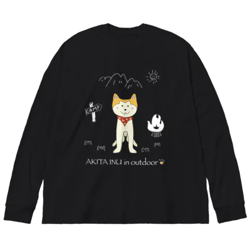 アウトドア大好きバンダナ秋田犬(白) Big Long Sleeve T-Shirt