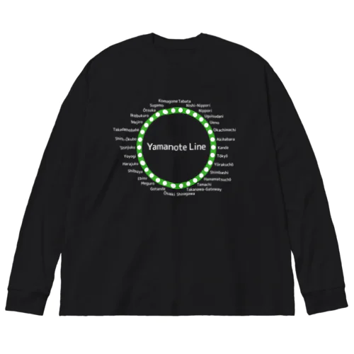 JR山手線路線図 英語バージョン 白ロゴ Big Long Sleeve T-Shirt