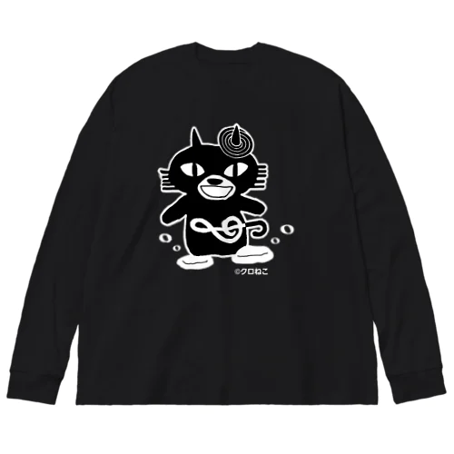 モノクロアワにゃん ビッグシルエットロングスリーブTシャツ